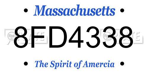 8FD4338 Massachusetts License Plate