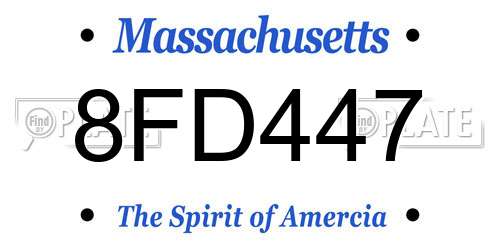 8FD447 Massachusetts License Plate