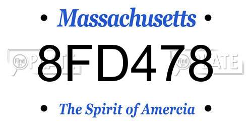 8FD478 Massachusetts License Plate