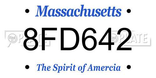 8FD642 Massachusetts License Plate