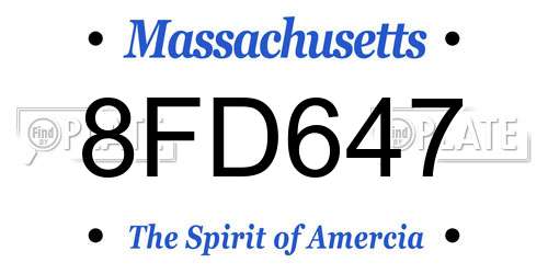 8FD647 Massachusetts License Plate
