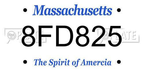 8FD825 Massachusetts License Plate