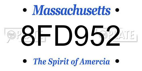 8FD952 Massachusetts License Plate