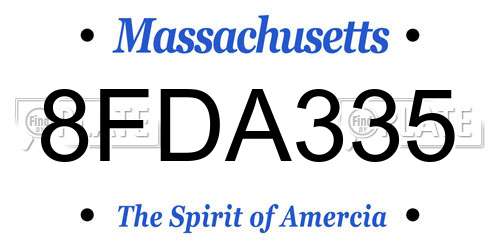 8FDA335 Massachusetts License Plate