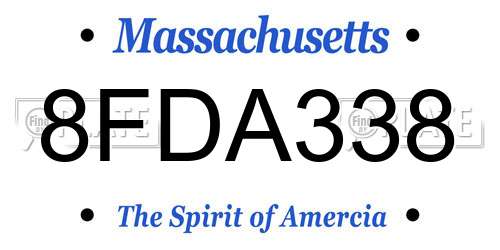 8FDA338 Massachusetts License Plate