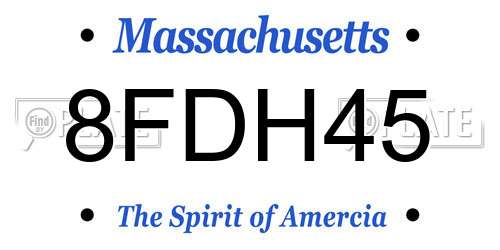 8FDH45 Massachusetts License Plate