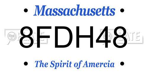 8FDH48 Massachusetts License Plate