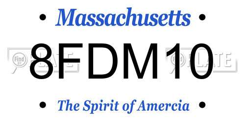 8FDM10 Massachusetts License Plate