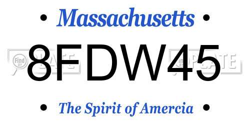 8FDW45 Massachusetts License Plate