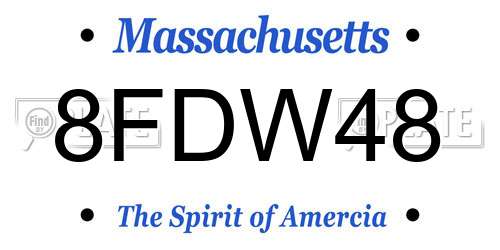 8FDW48 Massachusetts License Plate