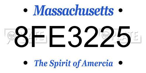 8FE3225 Massachusetts License Plate