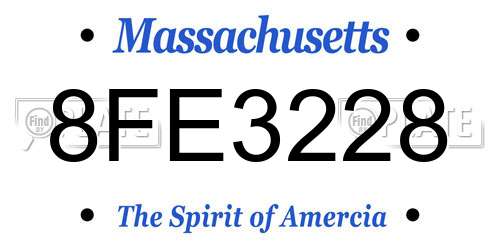 8FE3228 Massachusetts License Plate