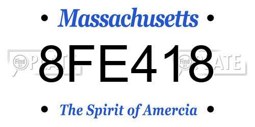 8FE418 Massachusetts License Plate