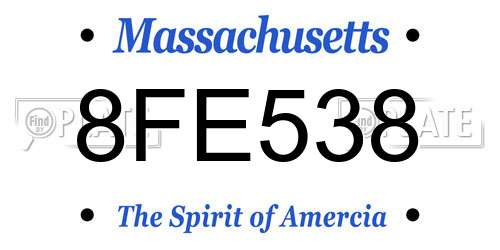 8FE538 Massachusetts License Plate