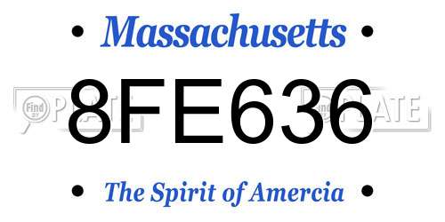 8FE636 Massachusetts License Plate