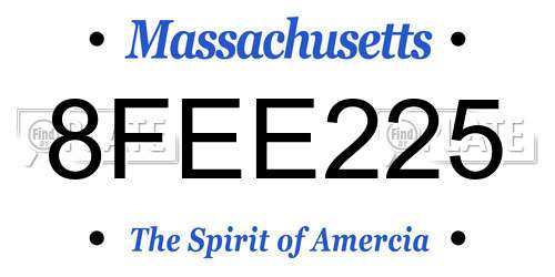 8FEE225 Massachusetts License Plate