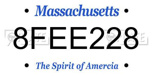 8FEE228 Massachusetts License Plate