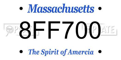 8FF700 Massachusetts License Plate