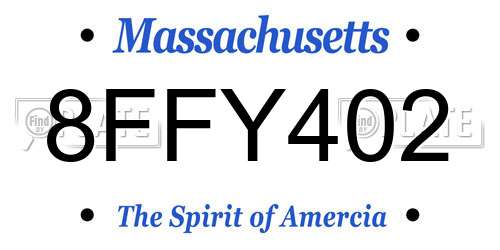 8FFY402 Massachusetts License Plate