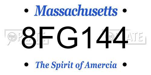 8FG144 Massachusetts License Plate