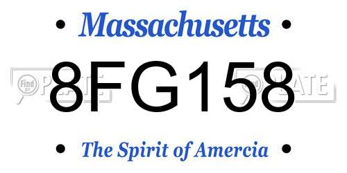 8FG158 Massachusetts License Plate