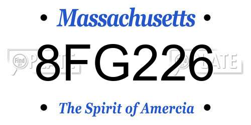 8FG226 Massachusetts License Plate