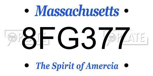 8FG377 Massachusetts License Plate