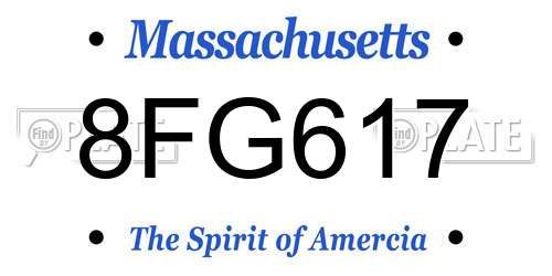 8FG617 Massachusetts License Plate