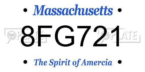 8FG721 Massachusetts License Plate