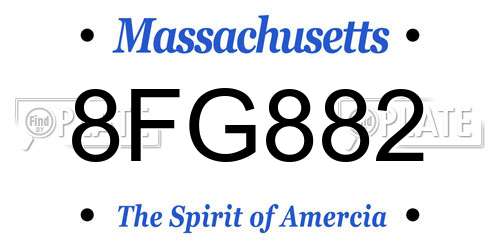 8FG882 Massachusetts License Plate
