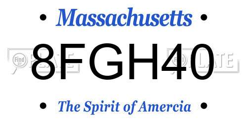 8FGH40 Massachusetts License Plate