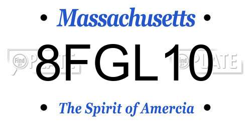 8FGL10 Massachusetts License Plate