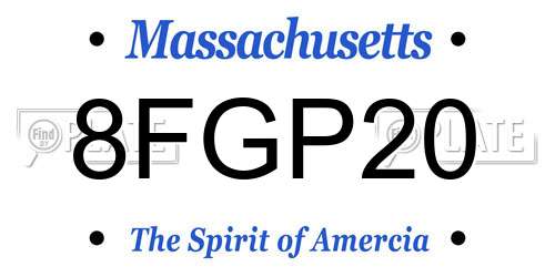 8FGP20 Massachusetts License Plate
