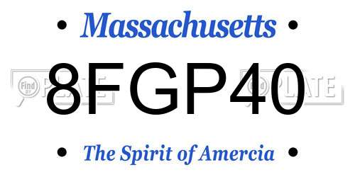 8FGP40 Massachusetts License Plate