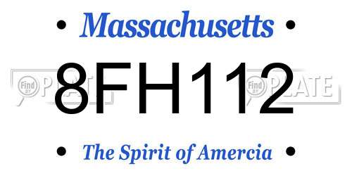 8FH112 Massachusetts License Plate