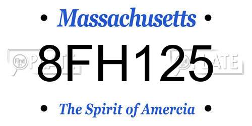 8FH125 Massachusetts License Plate