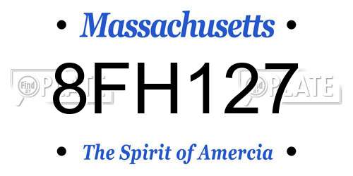8FH127 Massachusetts License Plate