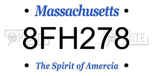 8FH278 Massachusetts License Plate