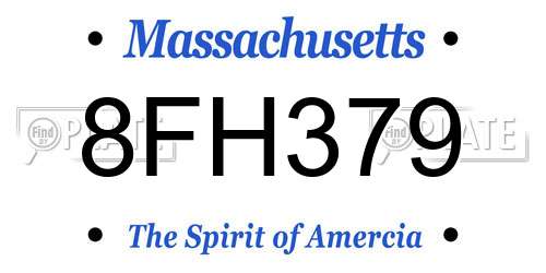 8FH379 Massachusetts License Plate