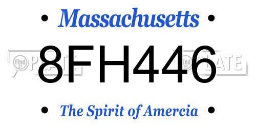 8FH446 Massachusetts License Plate