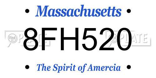 8FH520 Massachusetts License Plate