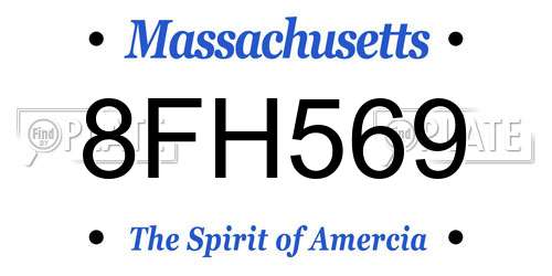 8FH569 Massachusetts License Plate