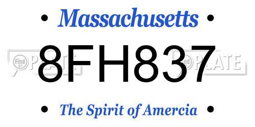 8FH837 Massachusetts License Plate