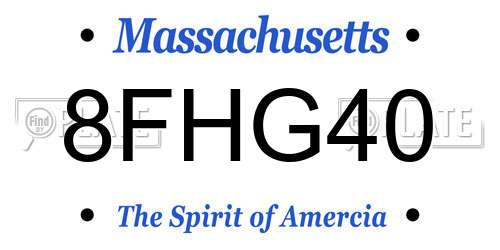 8FHG40 Massachusetts License Plate