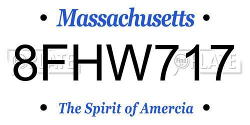 8FHW717 Massachusetts License Plate