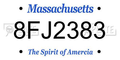 8FJ2383 Massachusetts License Plate