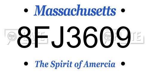 8FJ3609 Massachusetts License Plate