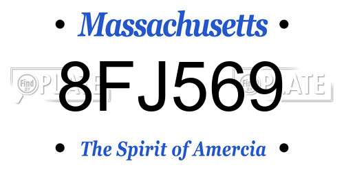 8FJ569 Massachusetts License Plate