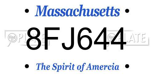 8FJ644 Massachusetts License Plate