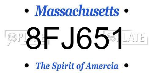 8FJ651 Massachusetts License Plate